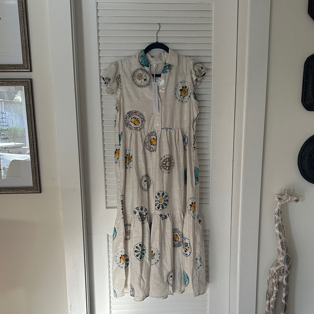 Jane and Delancey Cream Maxi Dress with Floral Accents